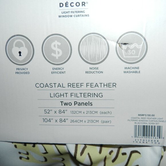 Lush Decor Coastal Reef Feather Light Filtering Window Curtain Panels🆕FAST⚡🚚 - Picture 10 of 16